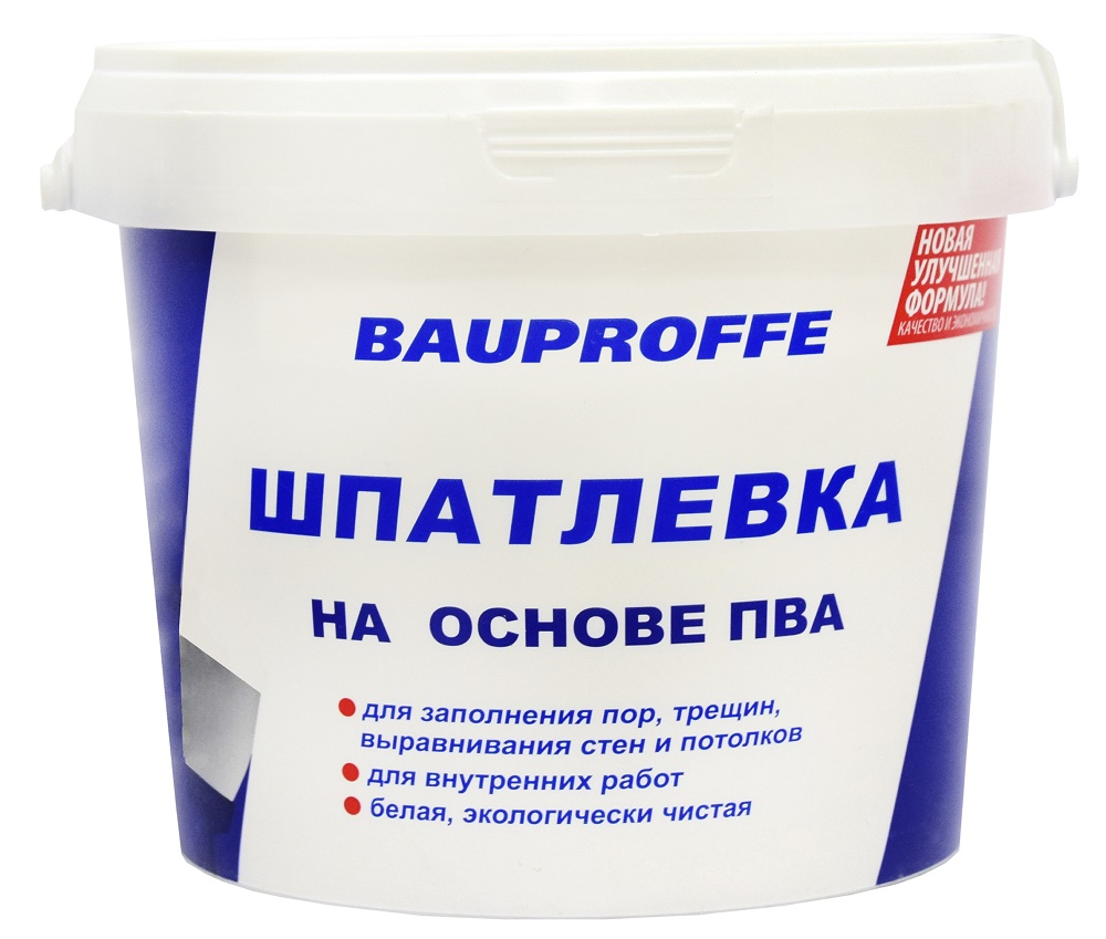 Шпатлевка на основе ПВА BAUPROFFE белая 3 кг — цена в Орске, купить в  интернет-магазине, характеристики и отзывы, фото