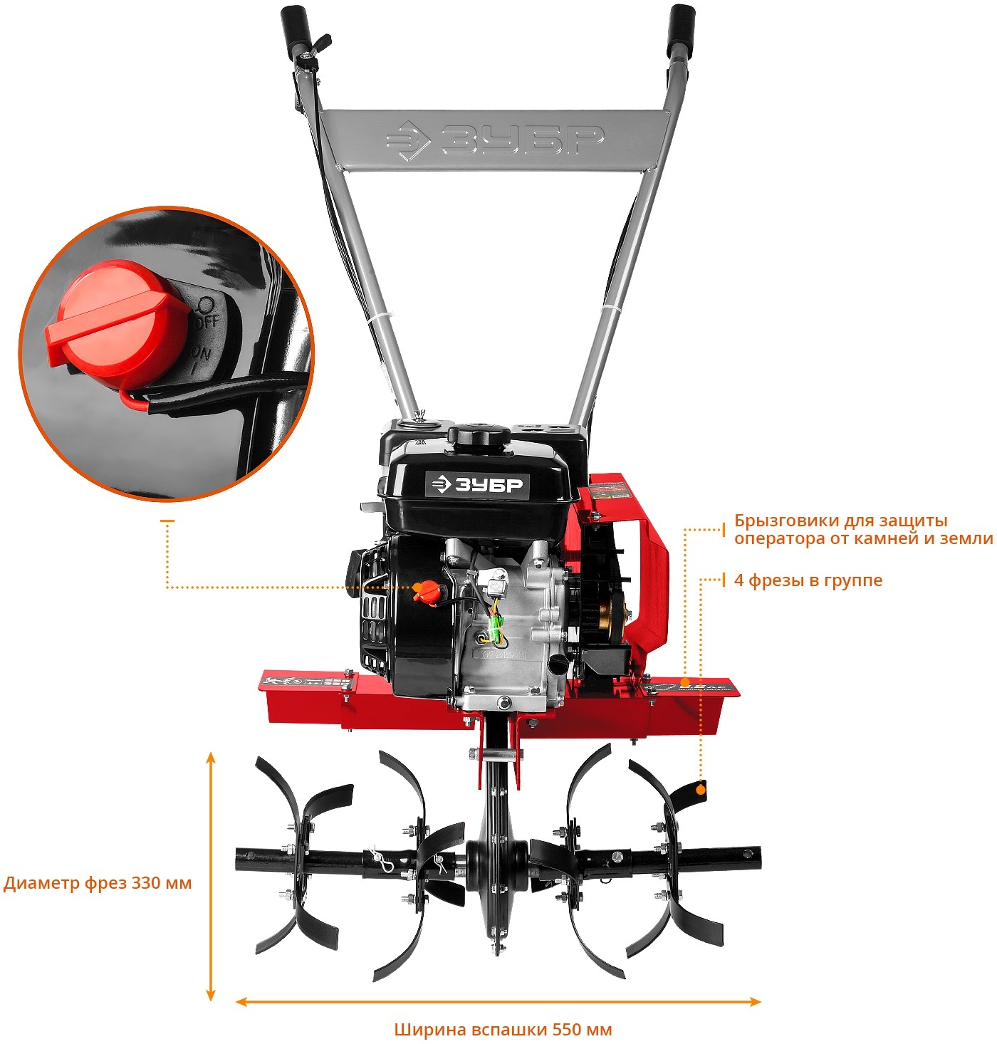 Культиватор бензиновый ЗУБР МКТ-170 4800 Вт 6,5 л.с. — цена в Орске, купить  в интернет-магазине, характеристики и отзывы, фото